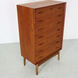 Mid-century modern danish chest of seven drawers, tallboy in teak, Denmark, 1960s