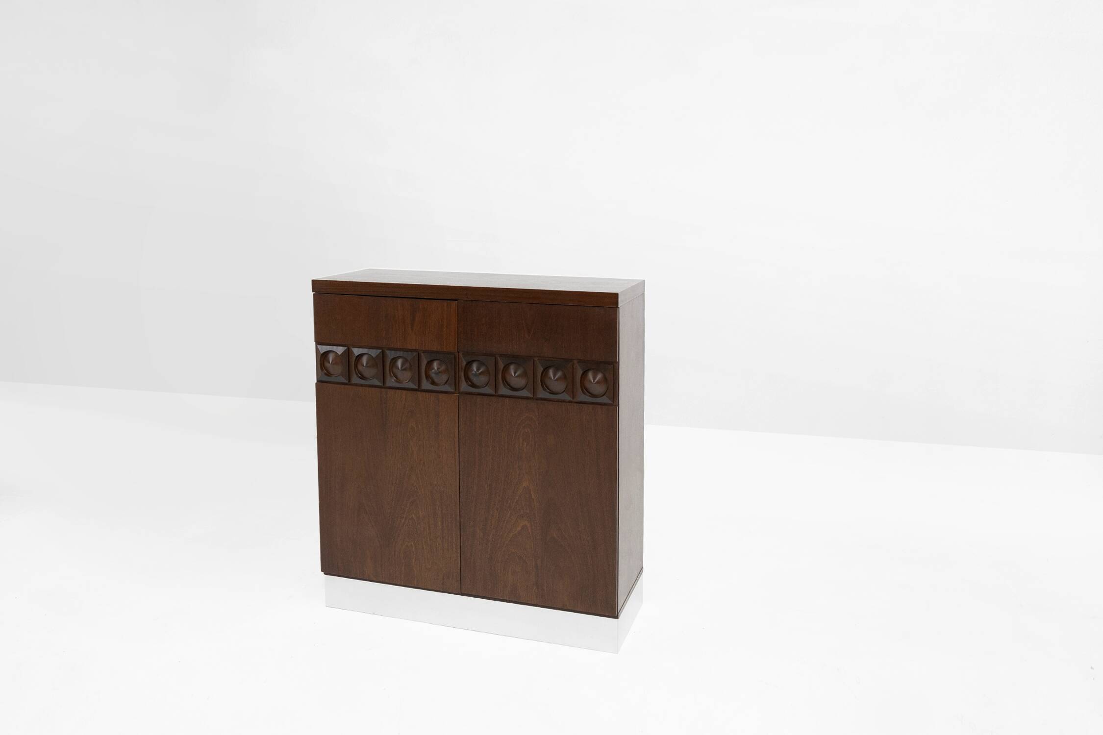 Brutalist geometrical seventies bar cabinet or high-board, Belgium