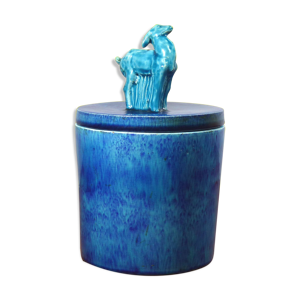 Pot art déco en céramique - bleue