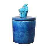 Pot art déco en céramique émaillée bleue