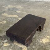 Small stool, black solid teak accent stool wabi-sabi L30 W8.5 H6.