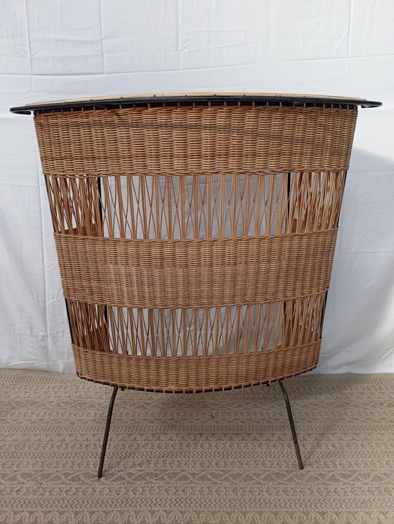 1960s rattan and metal bar counter