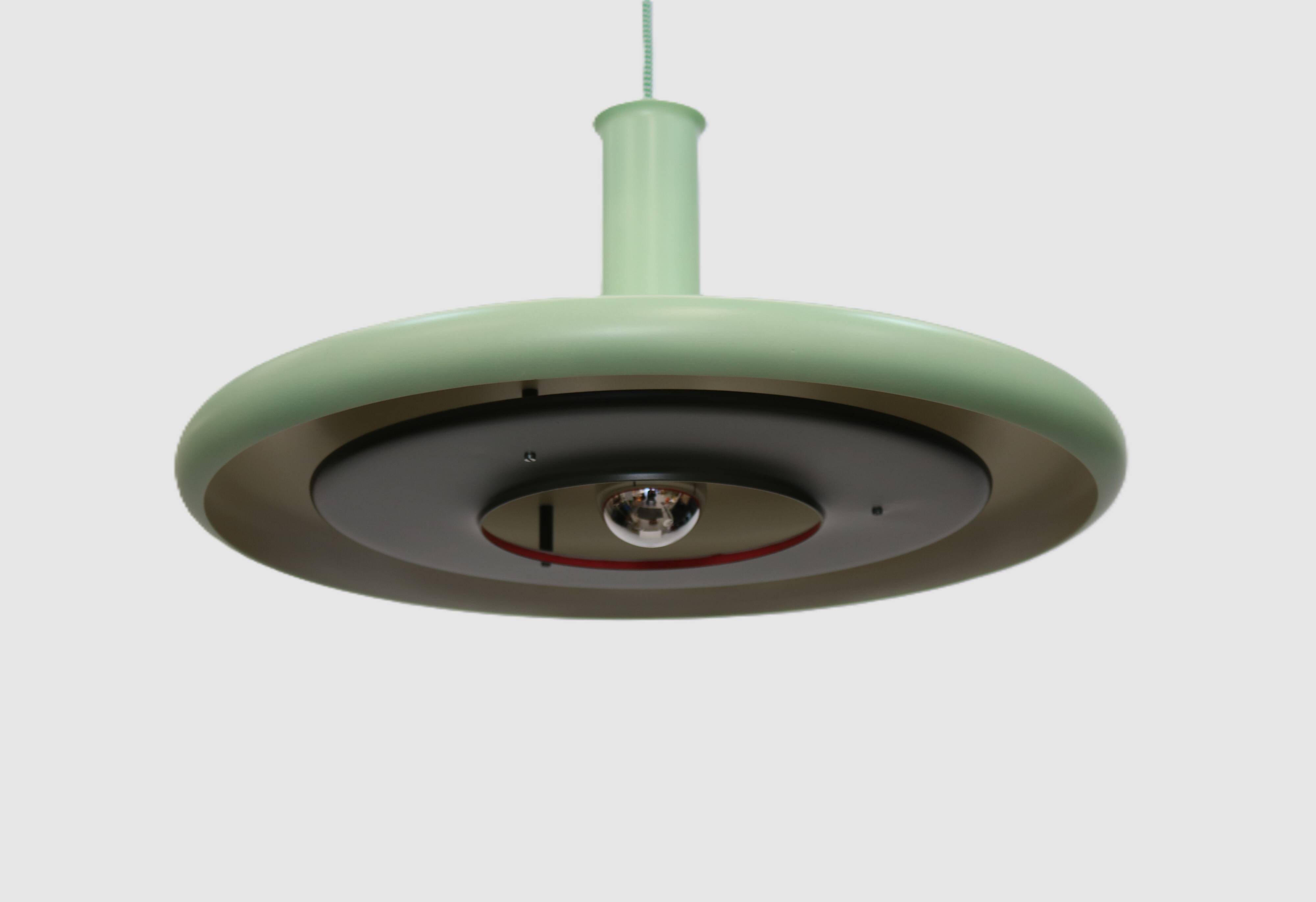 Mint green XL Fog & Morup Optima Pendant Lamp: Hans Due Design, Denmark 1970