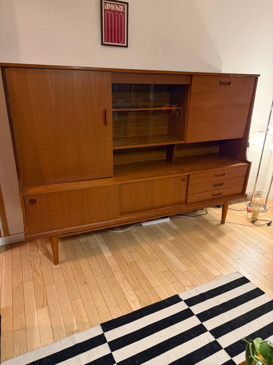 Vintage Scandinavian teak sideboard – 1960s–70s