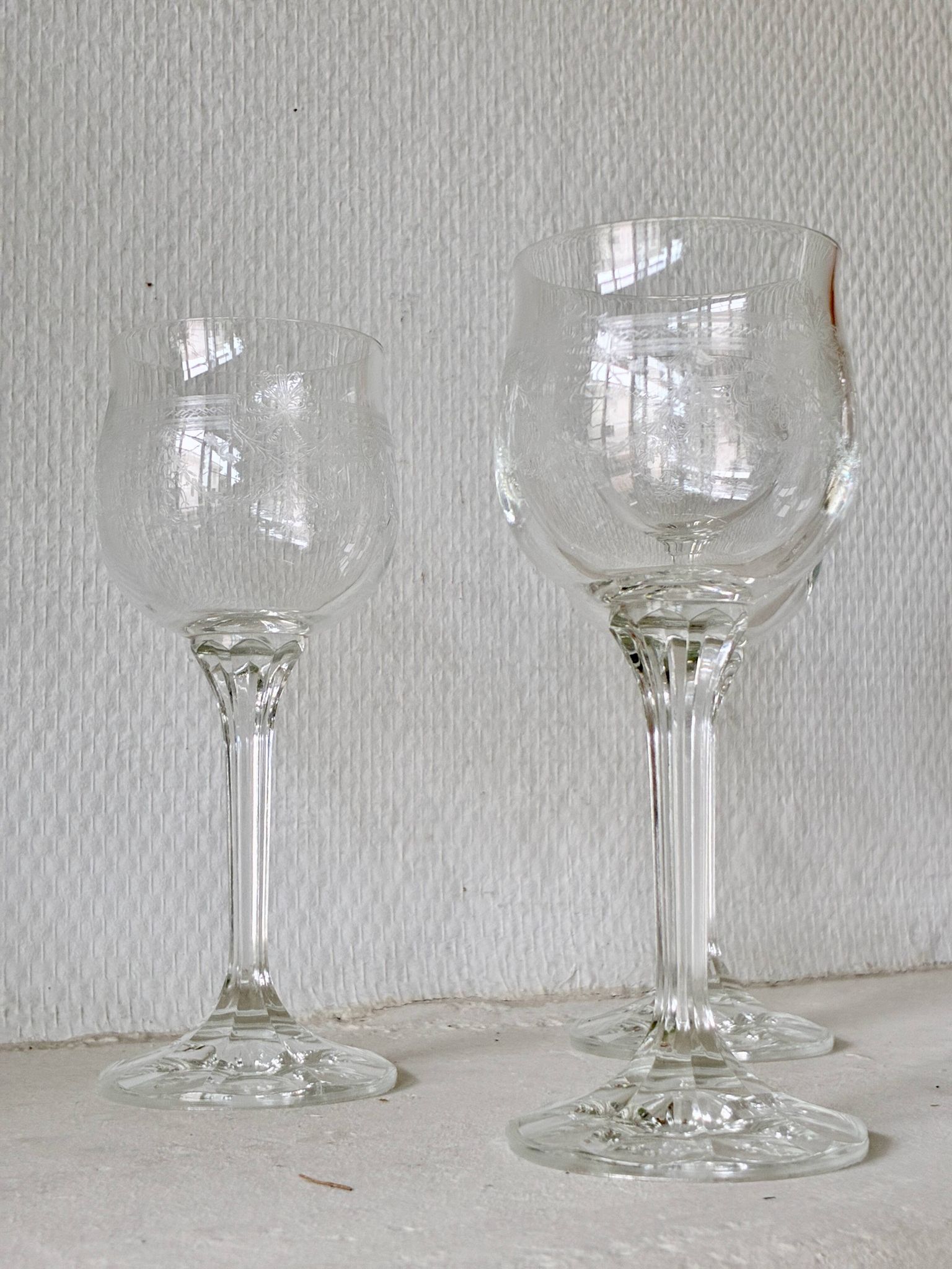 Lot 5 Verres à pied en cristallin sérigraphie transparent