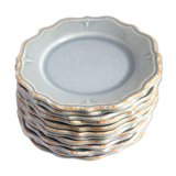 Lot of 12 taupe grey earthenware plates