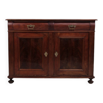 Buffet bas ancien - acajou poli à la main - étagères fixes - années 1880