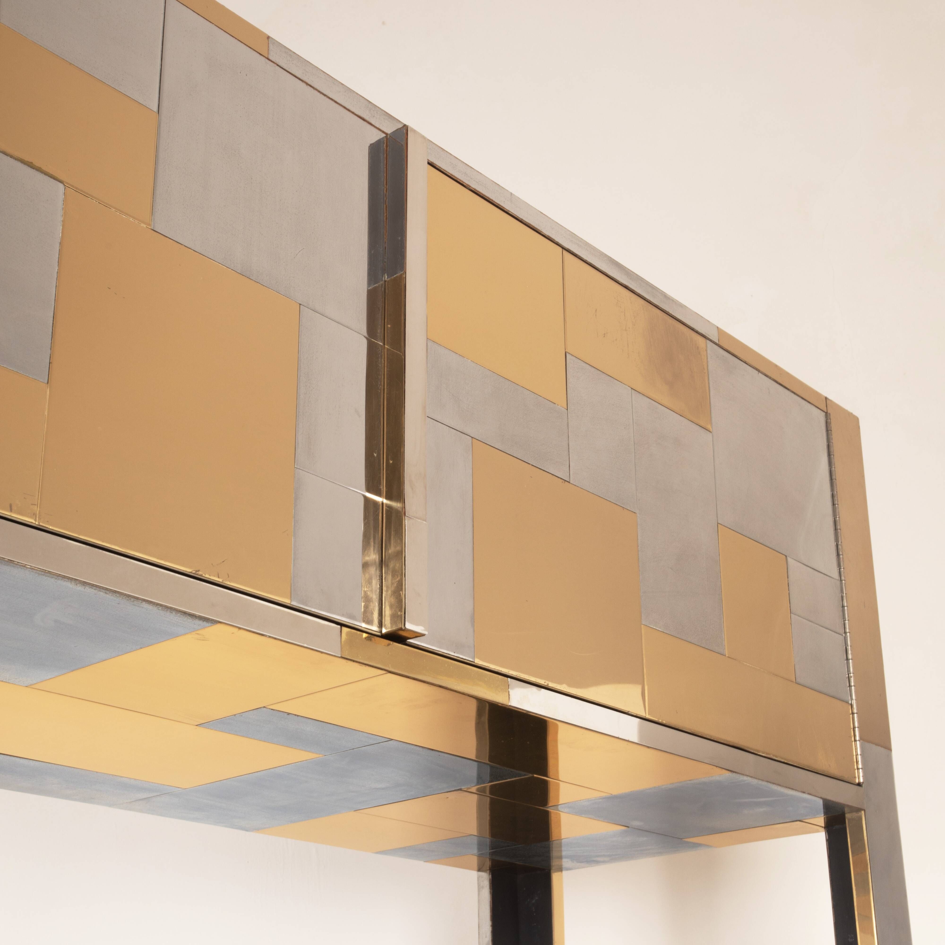 Paul Evans Cityscape Brass and Stainless Steel Bookcase, First Series, 1971