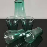 5 old vintage emerald green glasses