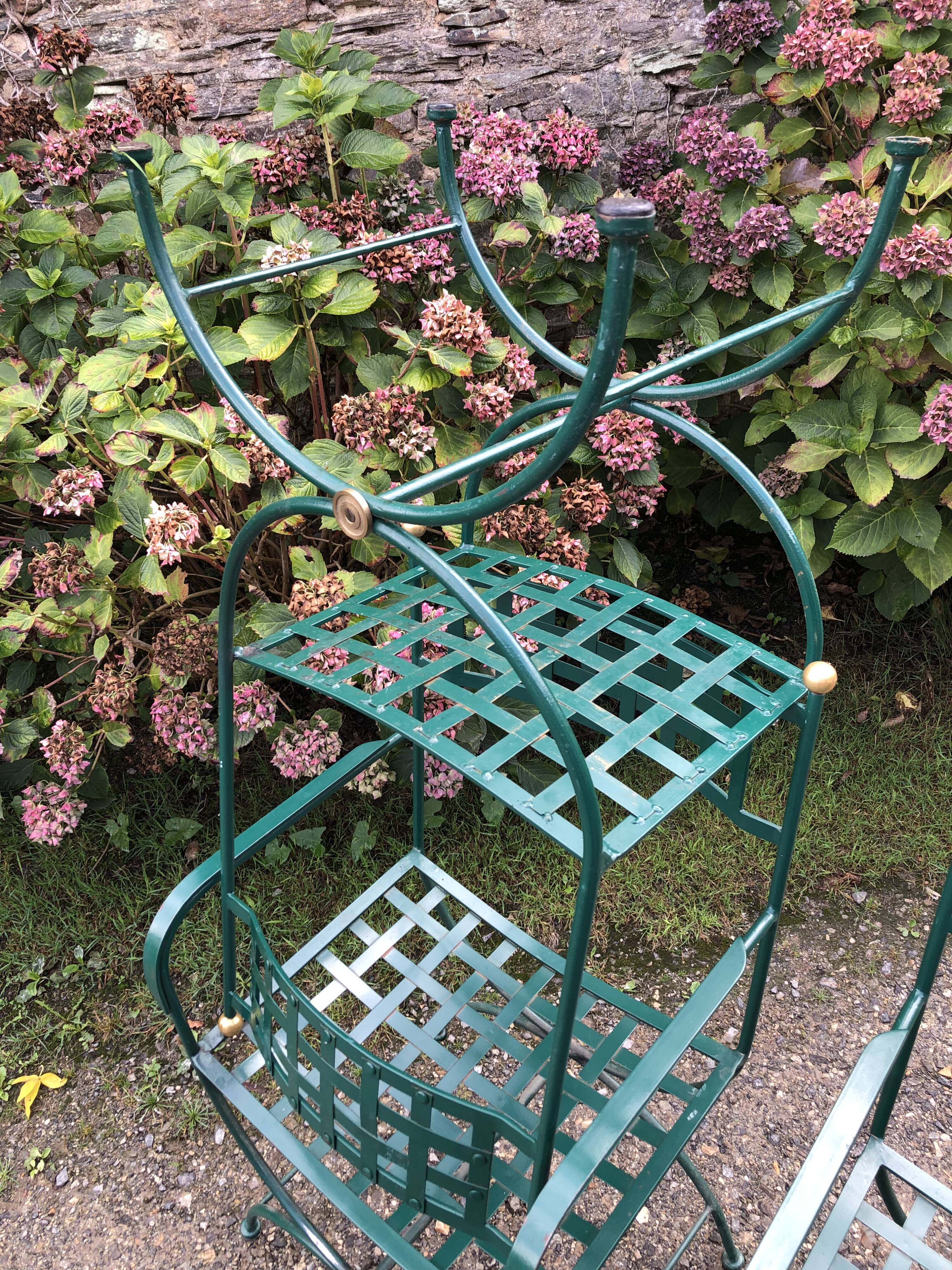 2 armchairs and 2 chairs in full wrought iron, handcrafted.