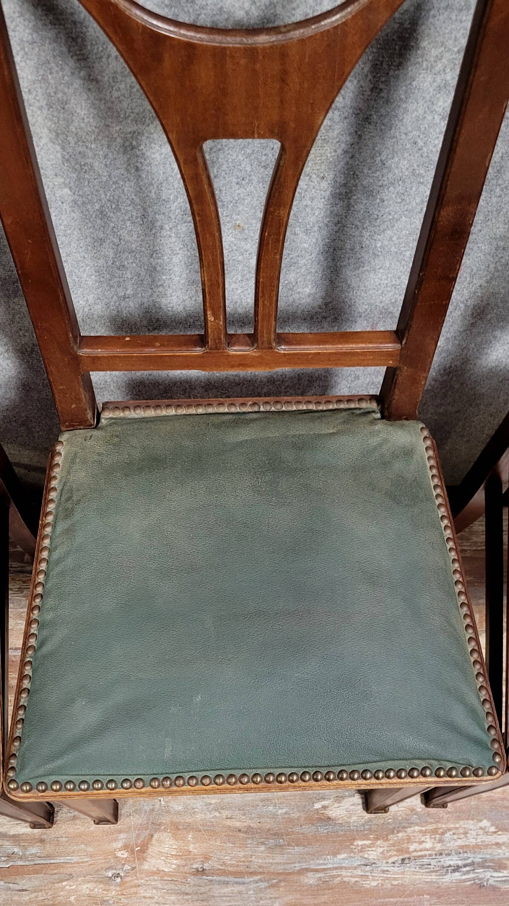 Set of four English Art Nouveau mahogany chairs circa 1900