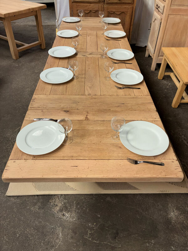 Table de ferme en chêne massif avec rallonges