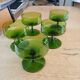 5 antique green champagne coupes