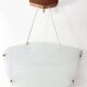 Scandinavian pendant light in ribbed glass and teak, 1960