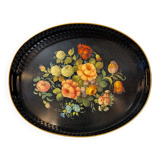 Large oval tray in painted sheet metal, Napoleon III style