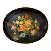 Large oval tray in painted sheet metal, Napoleon III style