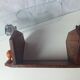 Vintage Art Deco magazine rack wood glass engraved storage furniture