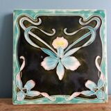 Art Nouveau trivet, glazed ceramic, signed