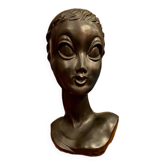 Vintage black Twiggy hat head.