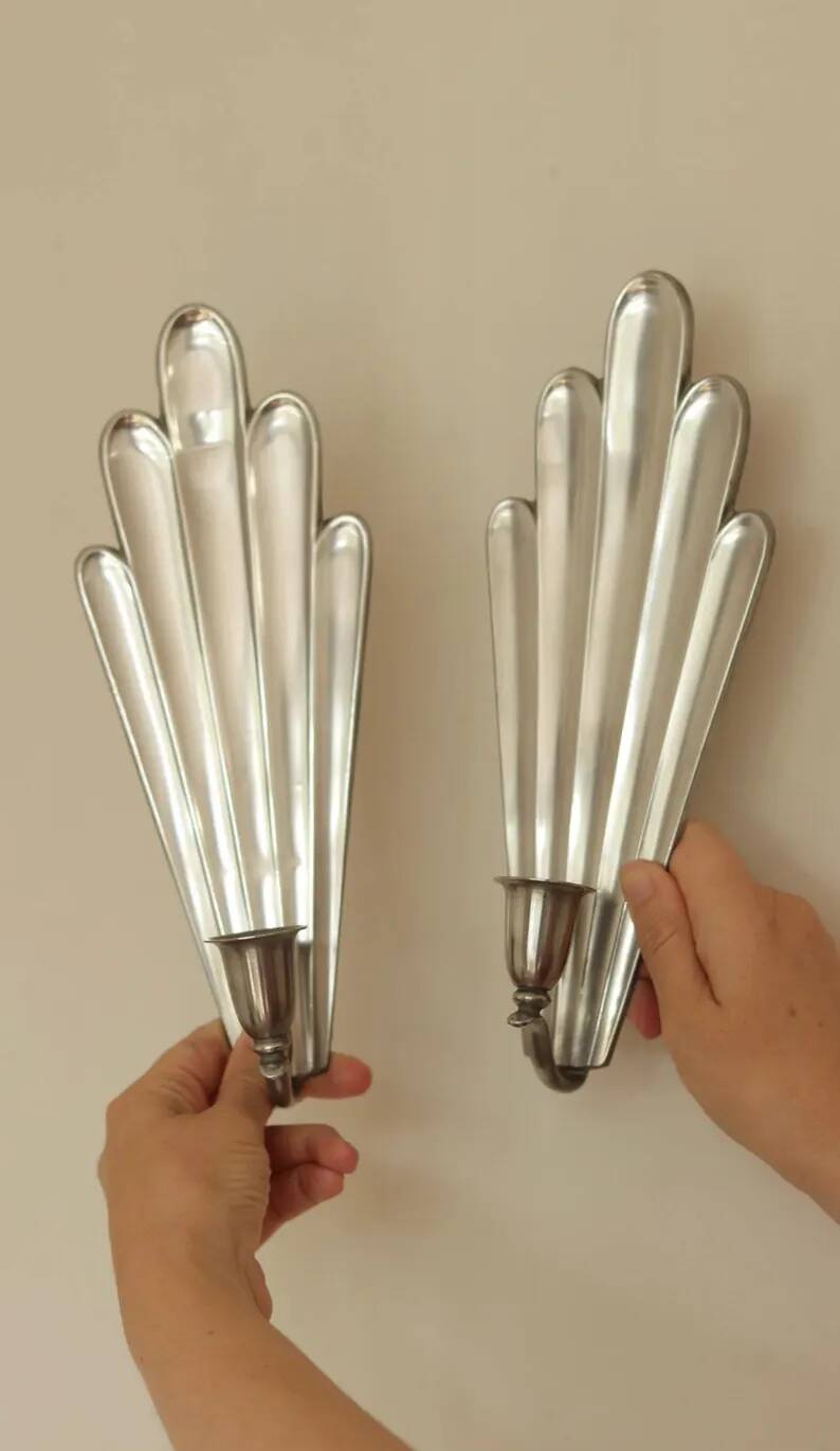 Pair of Swedish Pewter Wall Sconces, 1930s, by C.G. Hallberg, Stockholm