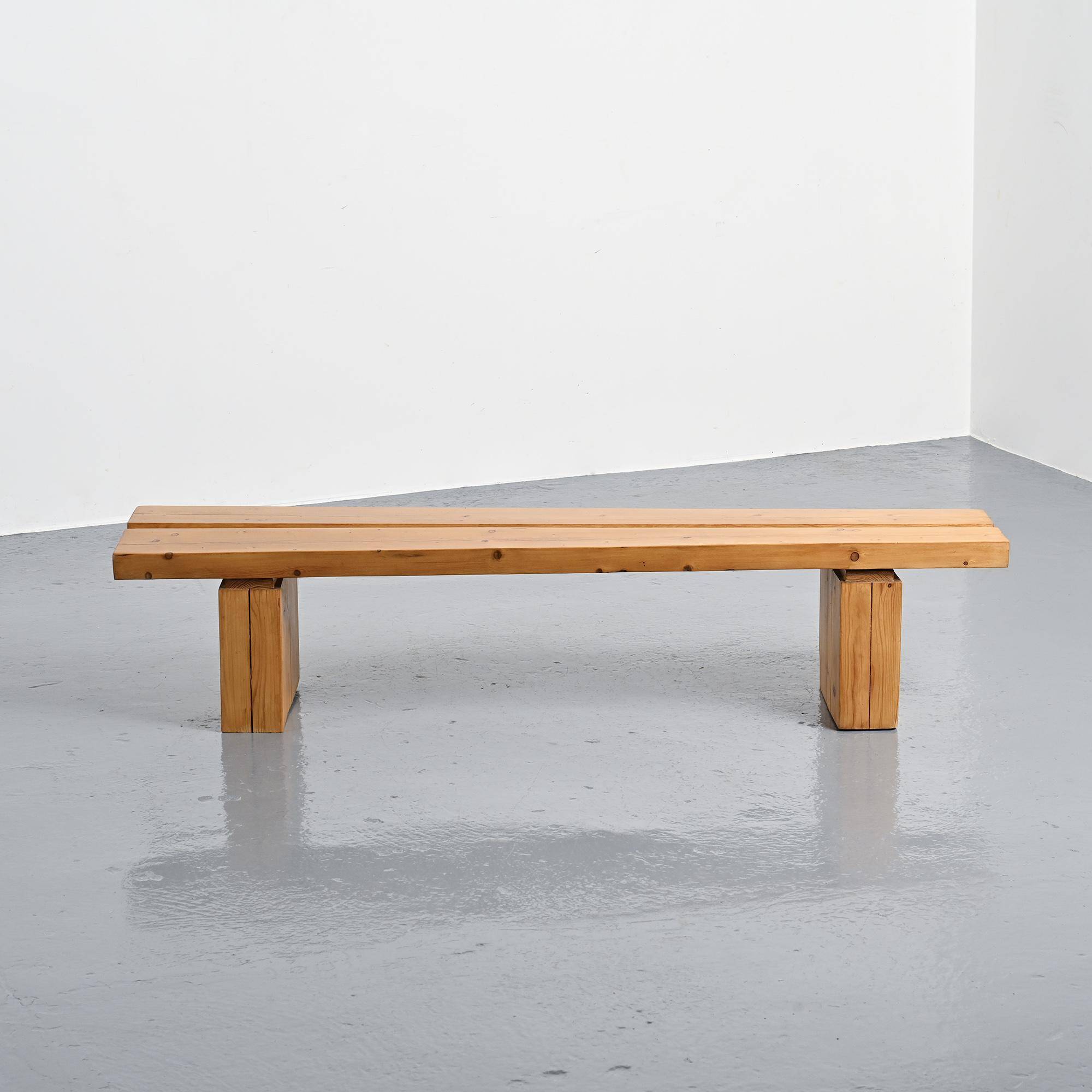 Pine bench from the La Rive residence, Arc 1600, France, circa 1970.
