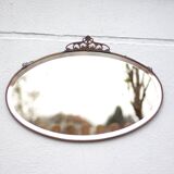 Art nouveau bronze mirror, art deco mirror, oval mirror, beveled mirror, wall decoration, mirror