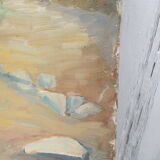 Painting landscape oil on canvas river 55 X 38cm