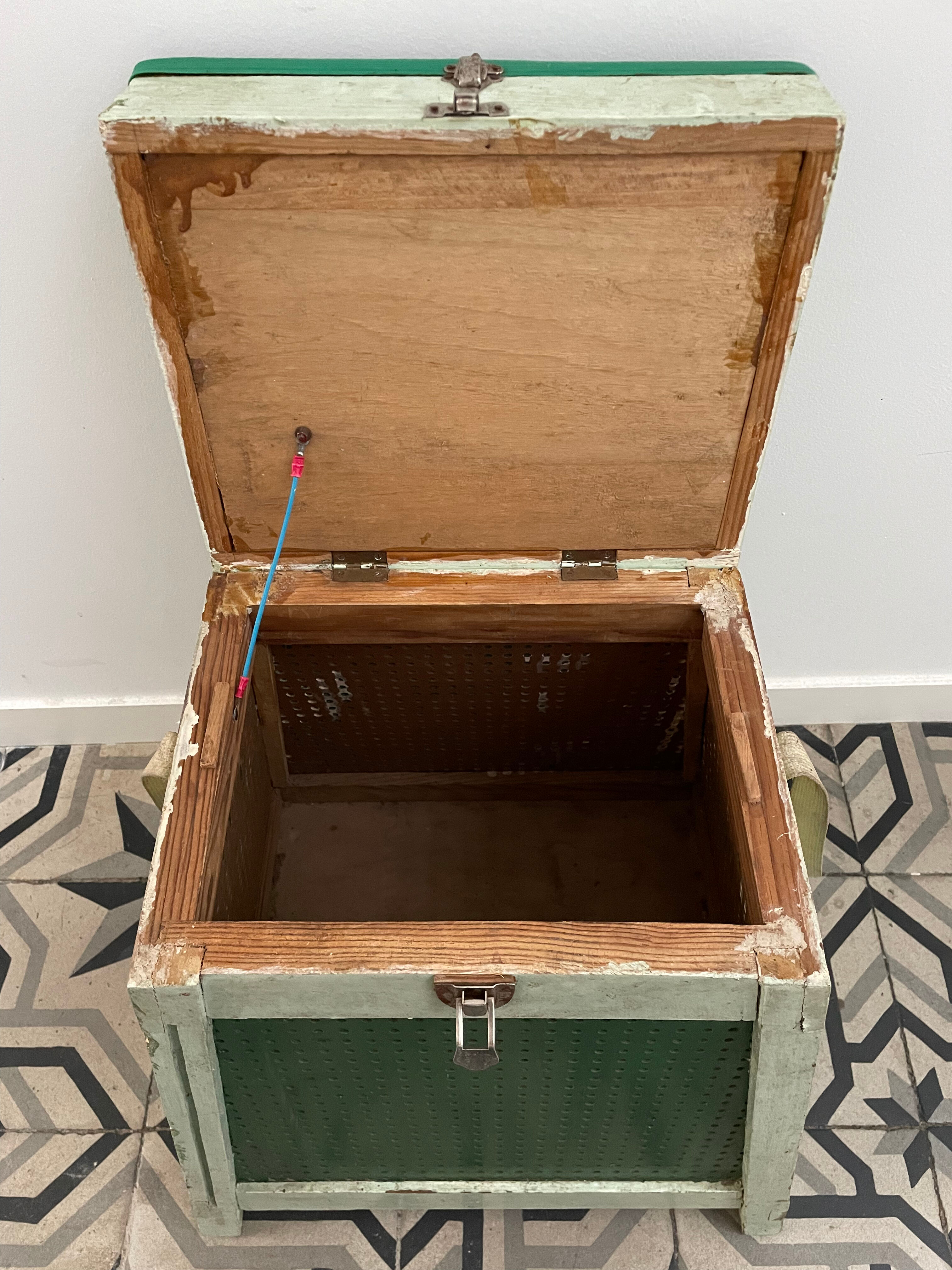 Vintage fishing chest stool