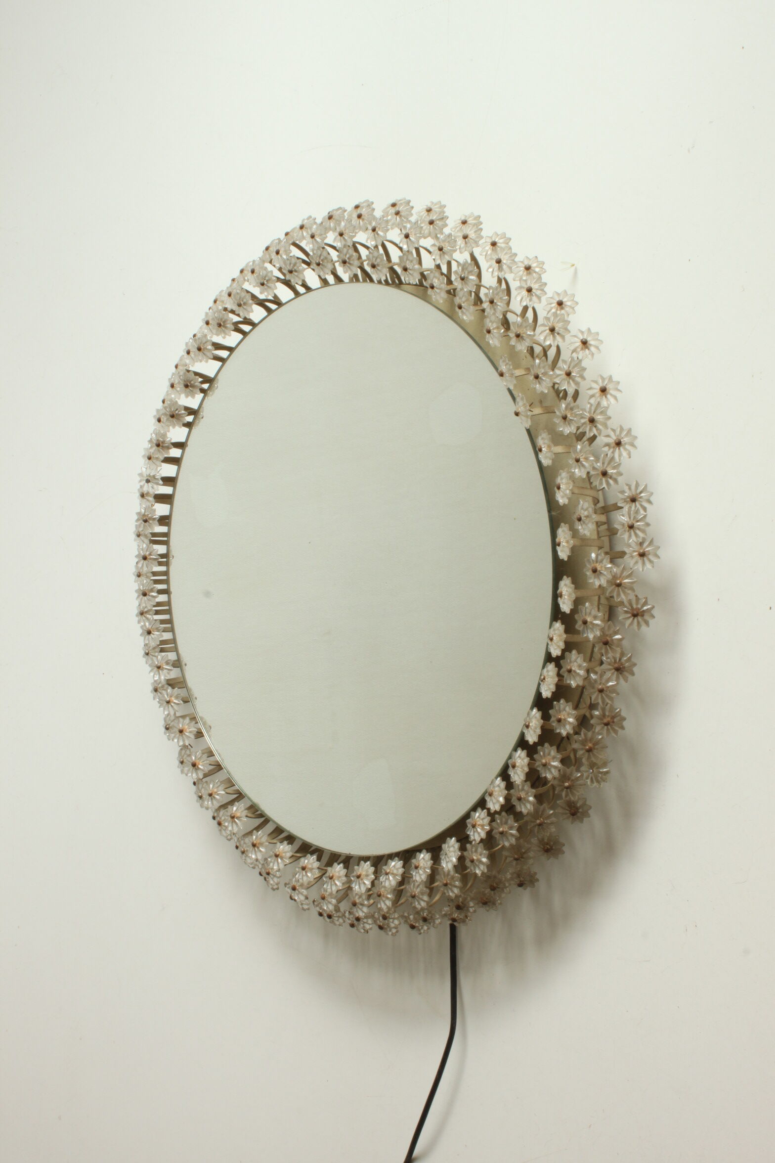 Illuminated flower mirror by Emil Steynar for Rupert Nikoll, Austria 1960s, 68cm.