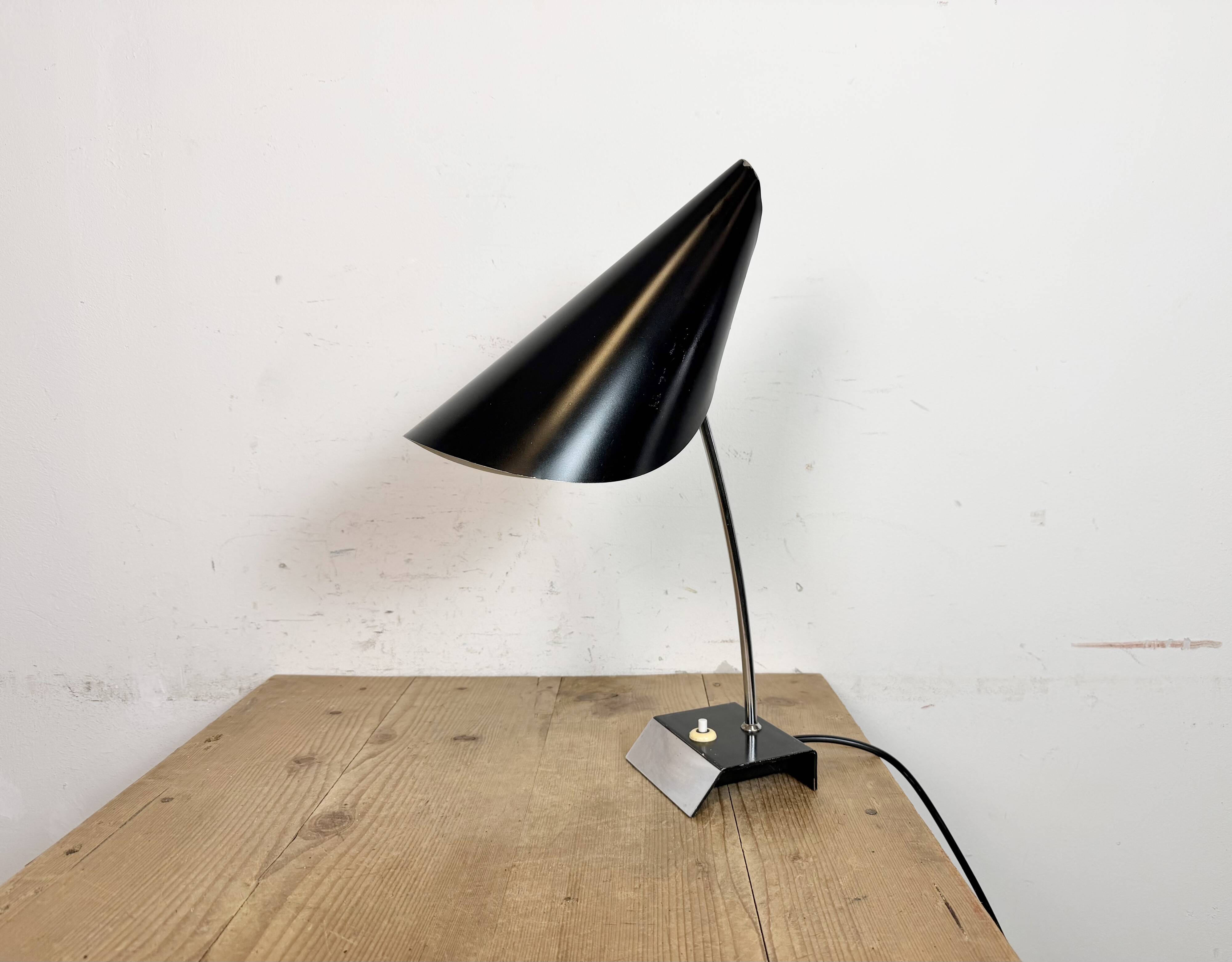 Vintage Black Table Lamp by Josef Hůrka for Napako, 1960s