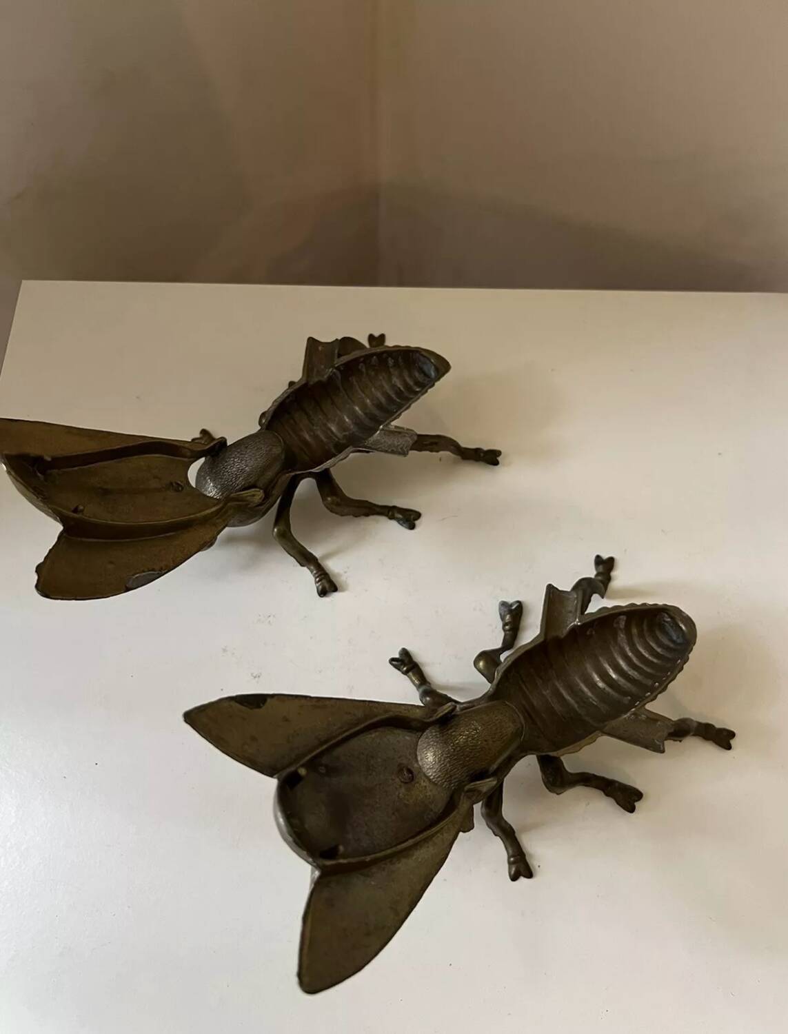 Vintage brass bee fly ashtray