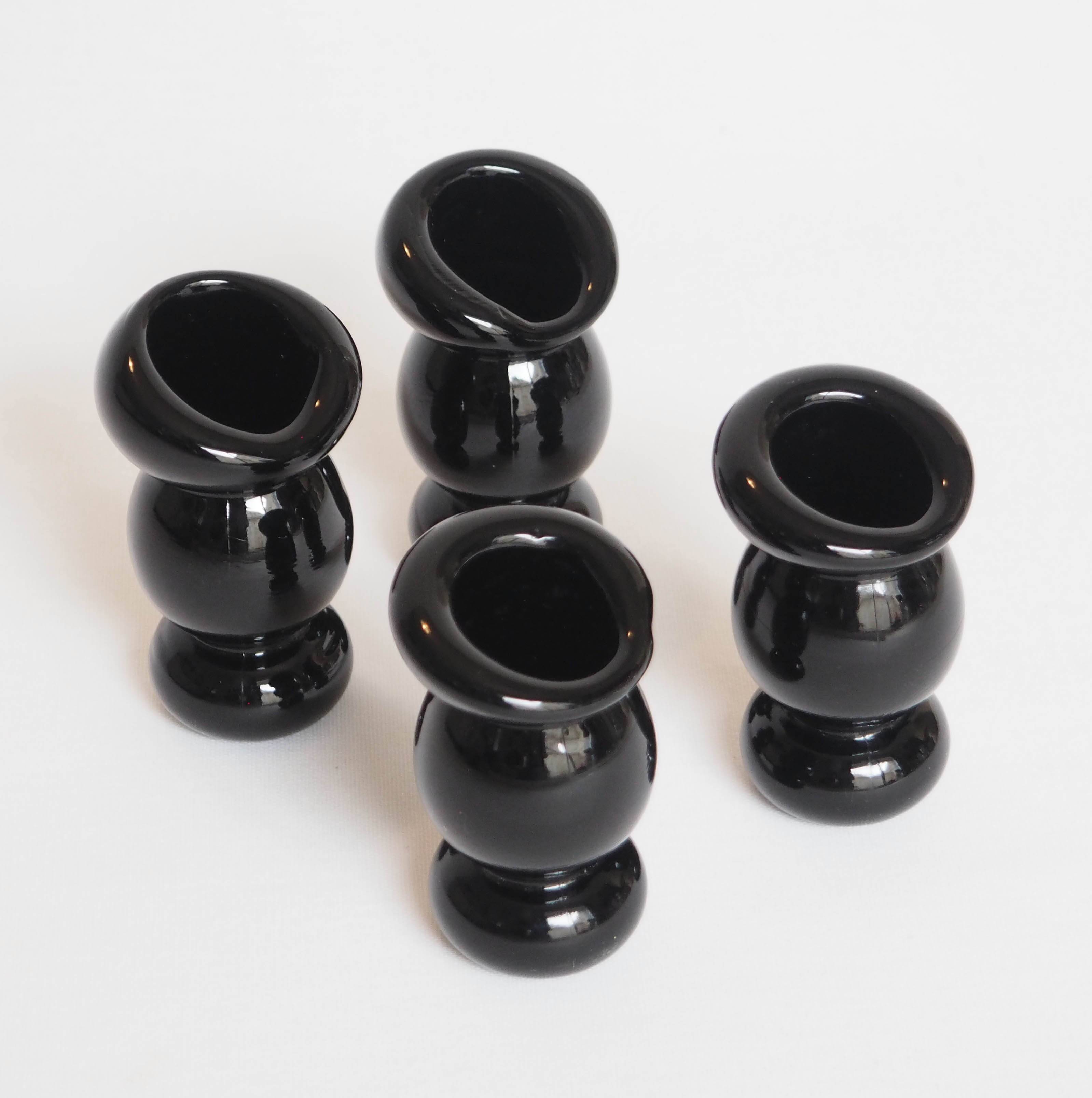 Pair of glass candle holders