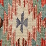 5x9 Faded Color Turkish Vintage Kilim Rug, 141x275Cm Geometric Style Kilim