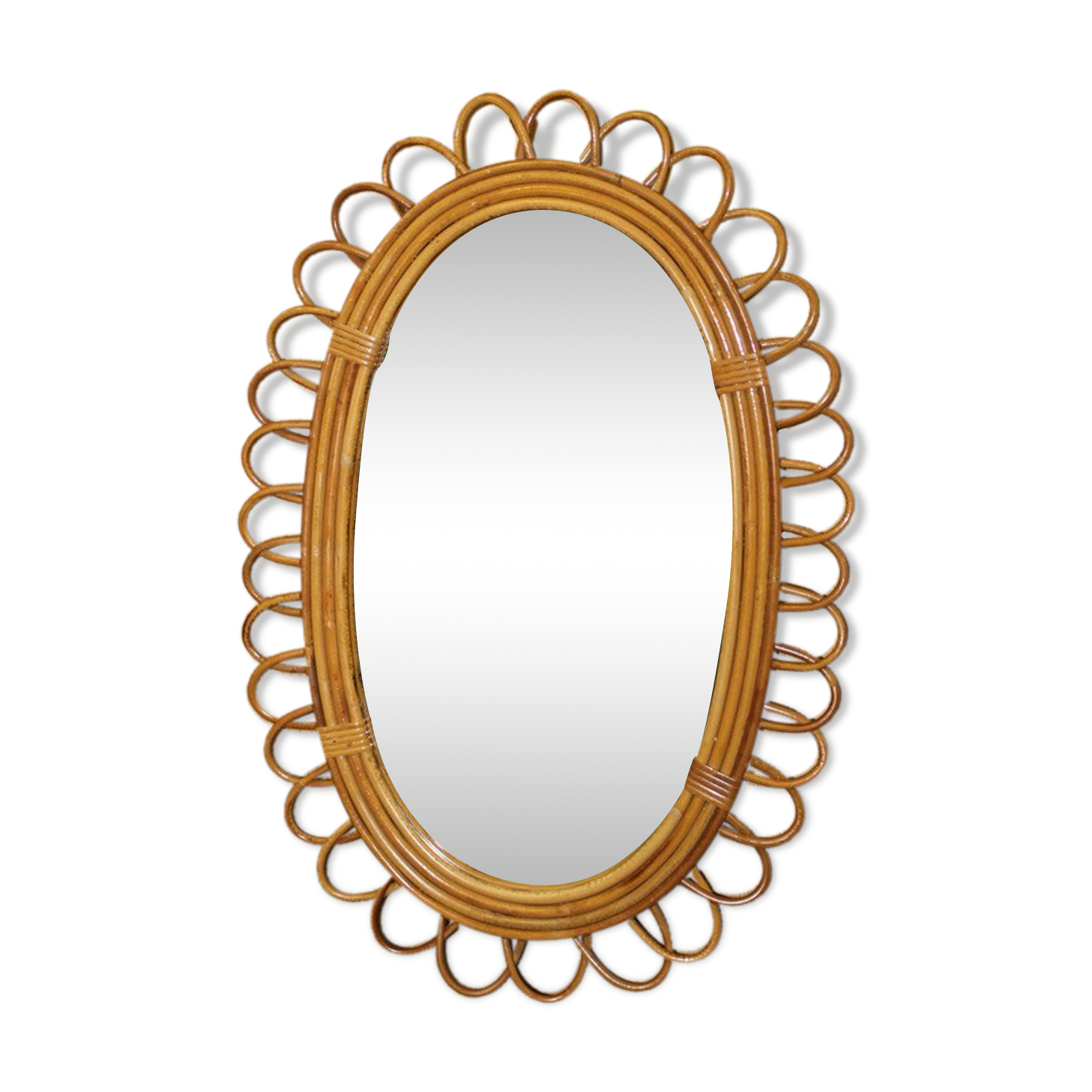 Rattan mirror circa 1960 41x60cm