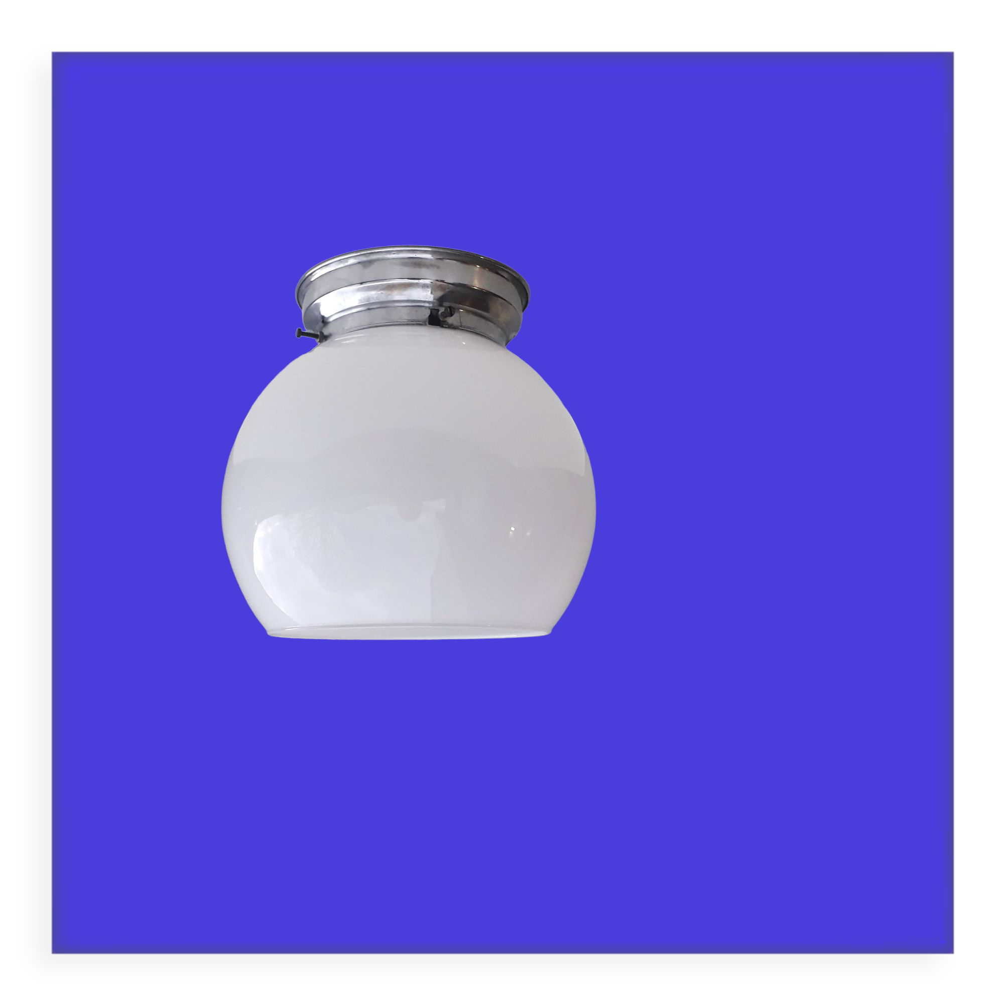 Former bistro ceiling lamp - Half-spherical globe in white opaline - 1950