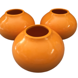 Set of 3 decorative balls ceramic earthenware orange art deco earthenware