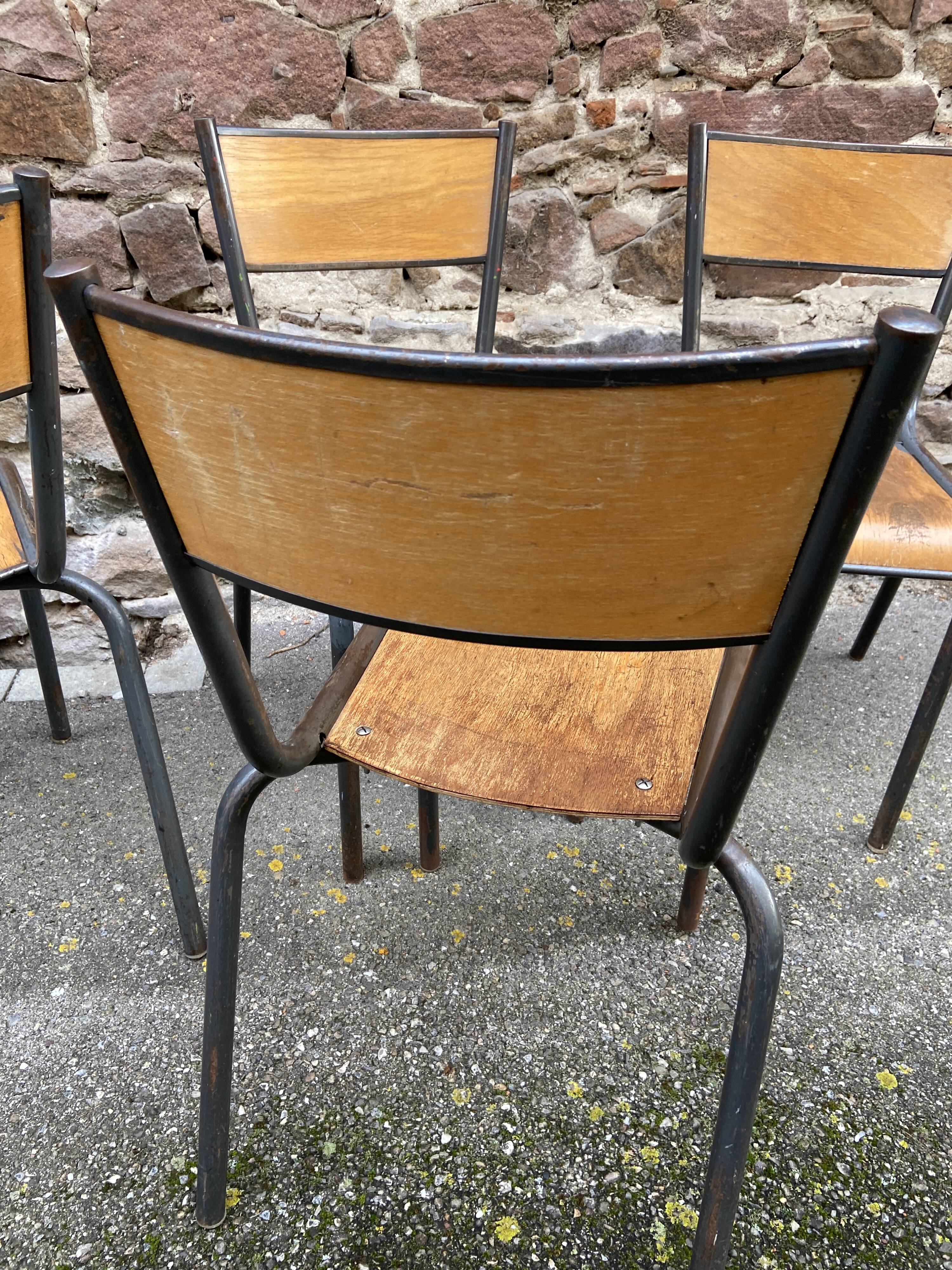set of 4 industrial school chairs vintage school communities French School chairs Mullca