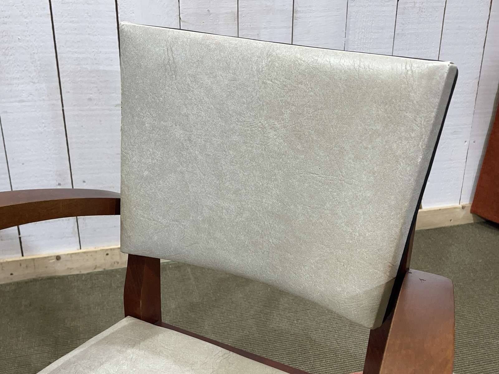 Pair of Art Deco bridge chairs in beech and imitation leather from the 1950s