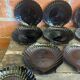 Set of 10 ARCOROC Shell-Shaped Plates Black Opaline 1970s