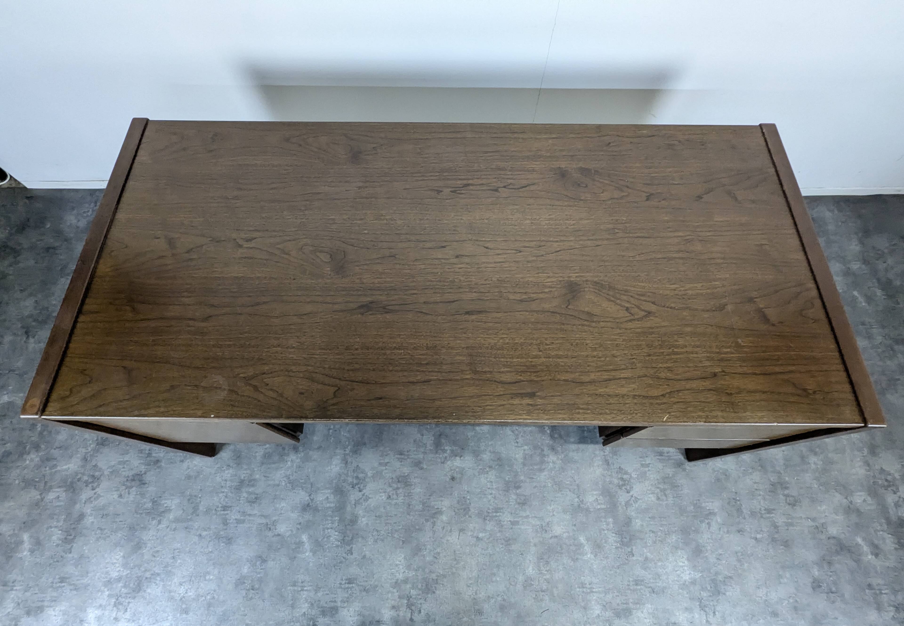 Large Scandinavian executive desk in solid walnut.