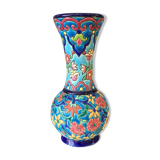 Soliflore vase in Longwy emaux multicolored flowers