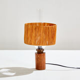 Table lamp with raffia shade