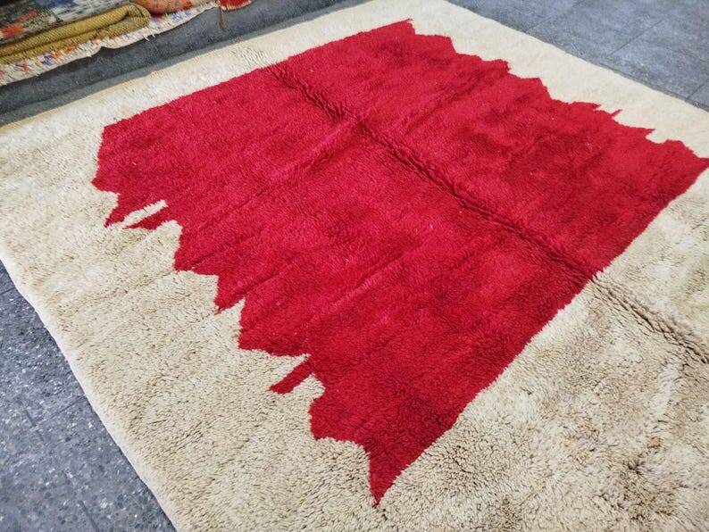 Moroccan Berber rug 300 × 200 cm – ecru, red and brown, graphic pattern