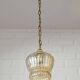 Vintage old gold pendant light, amber glass, 1960s chain lamp