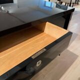 Art Deco Desk in Black Lacquer, Walnut & Metal, France, 1930s-1940s