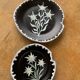 Two plates, decorative dishes edelweiss patterns in glazed ceramic signed SF vintage