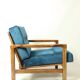 Vintage armchair navy blue velvet Mid century modern design by Zenon Bączyk 1965