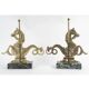 Pair of marble and bronze lamp bases, 20th century