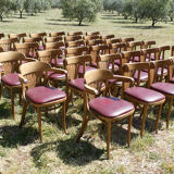 Set of 41 bistro chairs seated red skaï