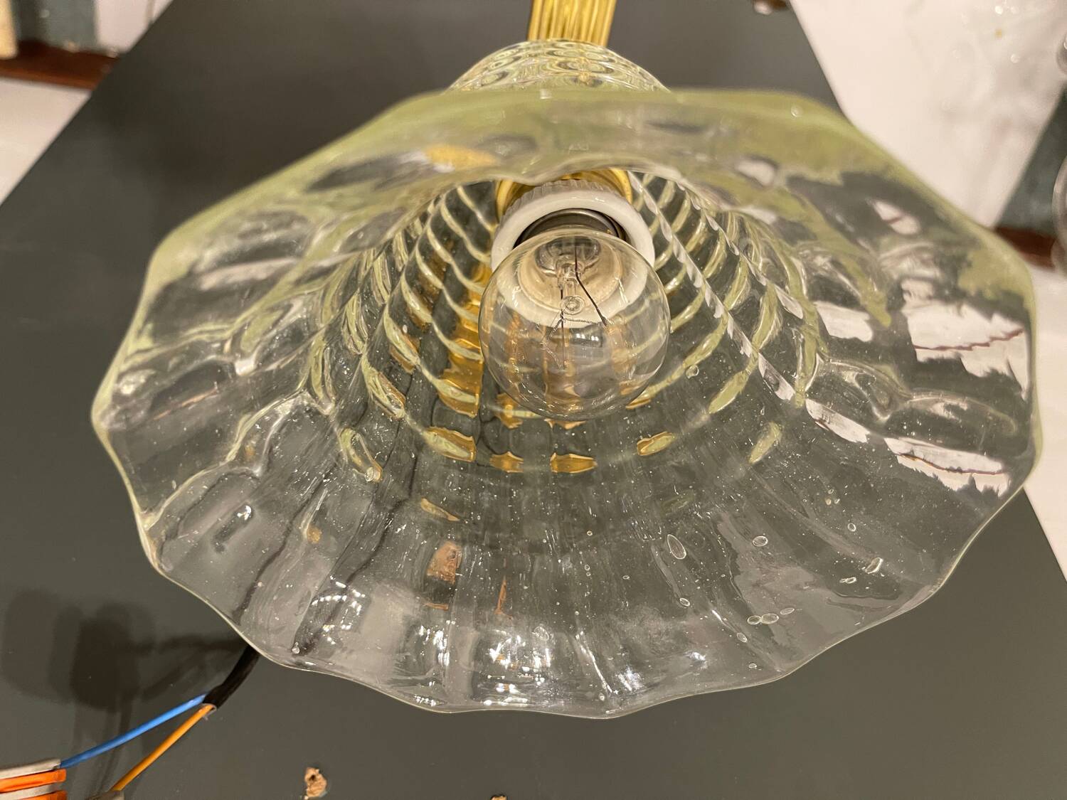 Murano Glass Brass Wall Sconces Set of 2 1980’s